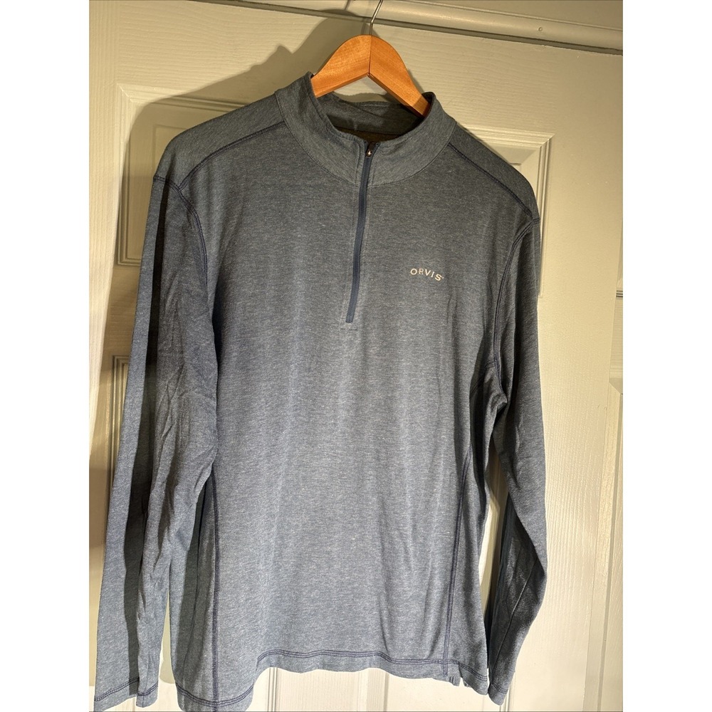 Orvis Lightweight Quarter Zip Golf Pullover Sz Large. Blue